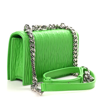 ALEXANDER MCQUEEN Lambskin Pleated Knuckle Shoulder Bag Green