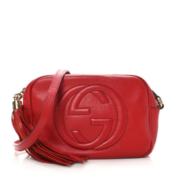 GUCCI Pebbled Calfskin Small Soho Disco Bag Tabasco Red