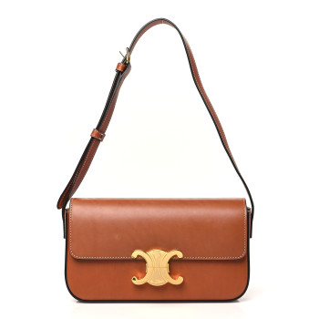CELINE Natural Calfskin Triomphe Shoulder Bag Tan