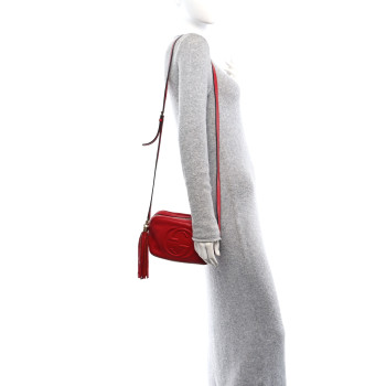 GUCCI Pebbled Calfskin Small Soho Disco Bag Tabasco Red