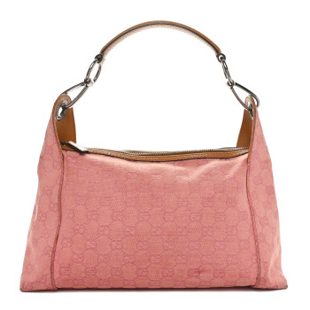 GUCCI Monogram Horsebit Top Handle Hobo Bag Pink