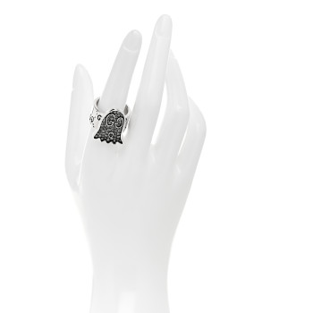 GUCCI Sterling Silver Grey Diamond GucciGhost Ghost Ring 56 7.75