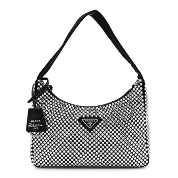 PRADA Satin Crystal Mini Re-Edition 2000 Bag Cristal