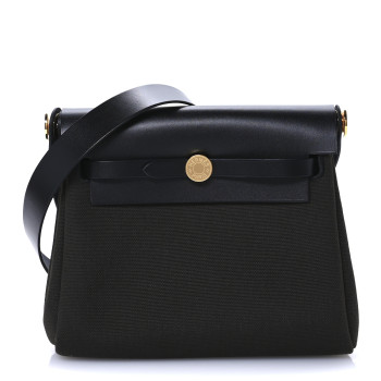 HERMES Military Toile Vache Hunter Herbag Zip Retourne 20 Dark Bronze Black