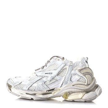 BALENCIAGA Mesh Rubber Monocolor Womens Runner Sneakers 36 White