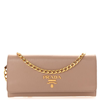 PRADA Vitello Move Metal Oro Chain Wallet Cipria
