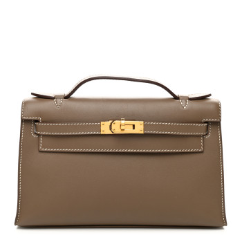 HERMES Swift Kelly Pochette Clutch Etoupe