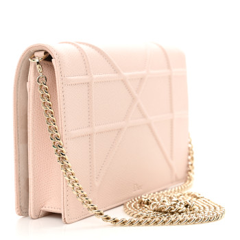 CHRISTIAN DIOR Grained Calfskin Diorama Wallet on Chain Pouch Rose Poudre