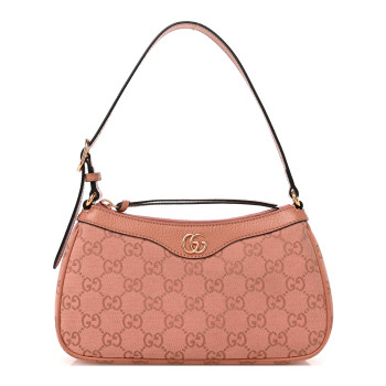 GUCCI Monogram Textured Dollar Calfskin Small Ophidia Hobo Cloche Rose Pink