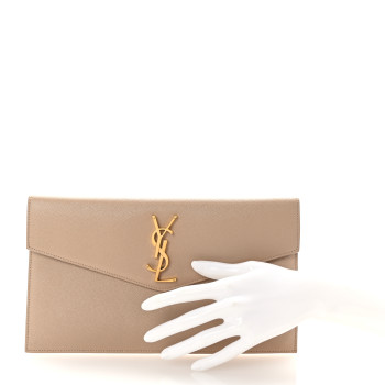SAINT LAURENT Grain De Poudre Uptown Pouch Dark Beige