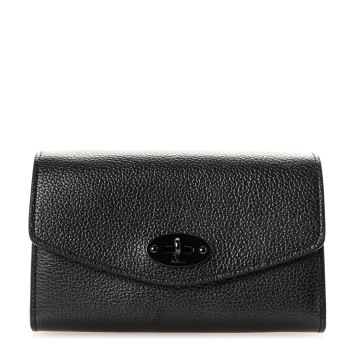 MULBERRY Metallic Small Classic Grain Medium Darley Wallet Gunmetal