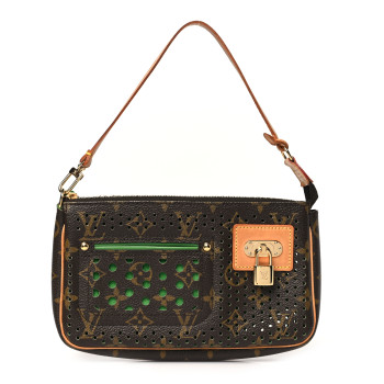 LOUIS VUITTON Monogram Perforated Pochette Accessories Bag Green
