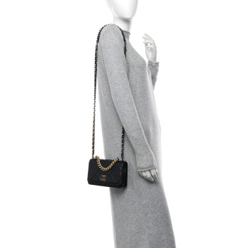 CHANEL Lambskin Quilted Chanel 19 Wallet On Chain WOC Black CHANEL Lambskin Quilted Chanel 19 Wallet On Chain WOC Black