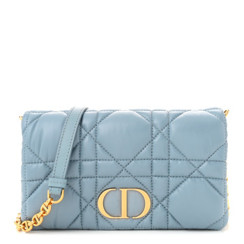 CHRISTIAN DIOR Calfskin Macrocannage Mini Caro Bag Bracing Blue