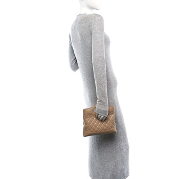 CHANEL Shiny Lambskin Quilted Mini 31 Shopping Bag Beige