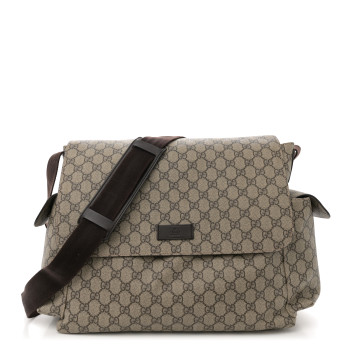 GUCCI GG Plus Monogram Messenger Diaper Bag Dark Brown