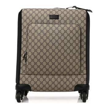 GUCCI GG Supreme Monogram Calfskin Carry On Trolley Beige Ebony Black