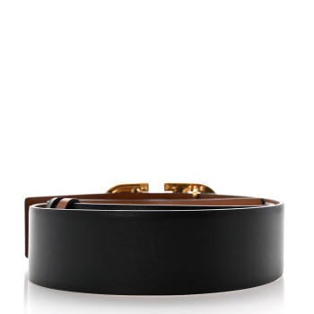 VALENTINO GARAVANI Glossy Calfskin VLogo Reversible 30mm Belt 85 34 Saddle Brown Black