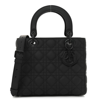 CHRISTIAN DIOR Ultra Matte Calfskin Cannage Medium Lady Dior Black