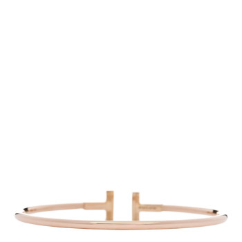 TIFFANY 18K Rose Gold Diamond T Wire Bracelet