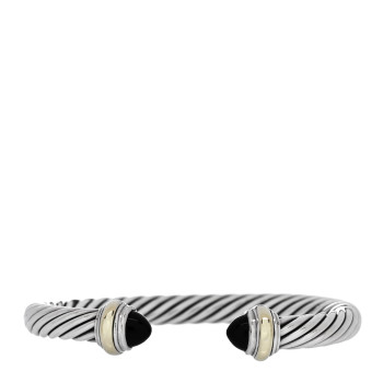 DAVID YURMAN Sterling Silver 14K Yellow Gold Black Onyx 7mm Cable Classics Bracelet