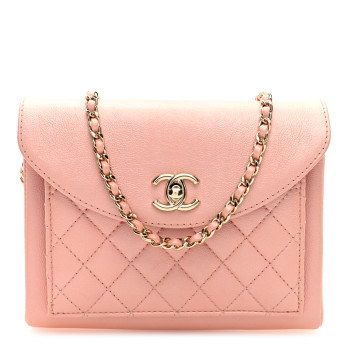 CHANEL Calfskin Quilted Smart Pocket Crossbody Bag Light Pink