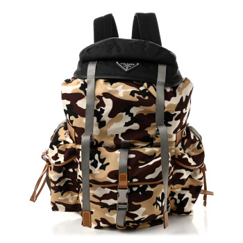 PRADA Tessuto Nylon Camouflage Print Multipocket Backpack Sabbia Caramel