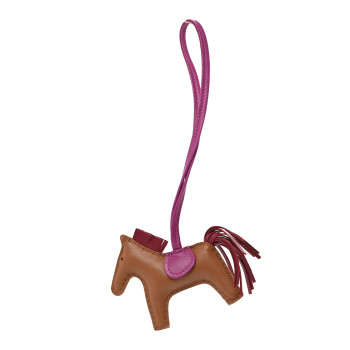 HERMES Milo Lambskin Grigri Rodeo Horse Bag Charm PM Gold Rubis Rose Pourpre