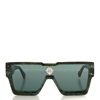 LOUIS VUITTON Acetate Marble Effect Swarovski Cyclone Sunglasses Z1552W Green