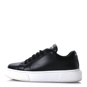 PRADA Vitello Soft Womens Low Top Sneakers 35 Black