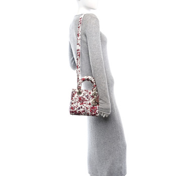 CHRISTIAN DIOR Calfskin Le Coeur Des Papillons Small My ABCDior Lady Dior White Multicolor