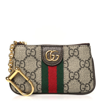 GUCCI GG Supreme Monogram Web Ophidia Key Case Beige New Acero