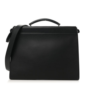 FENDI Vitello Grace Opaco Metal Monster Eyes Large Peekaboo Iconic Fit Satchel Black