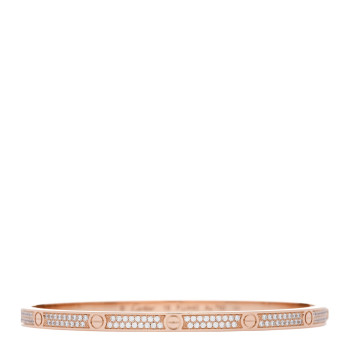 CARTIER 18K Pink Gold Diamond Small LOVE Paved Bracelet 18