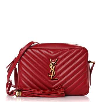 SAINT LAURENT Calfskin Matelasse Monogram Lou Camera Bag Rouge Eros