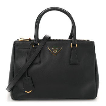 PRADA Saffiano Small Galleria Double Zip Tote Black