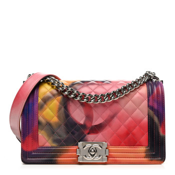 CHANEL Printed Lambskin Quilted Medium Flower Power Boy Flap
