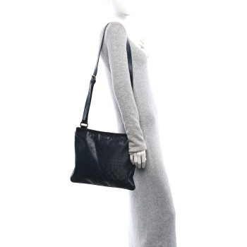 GUCCI Imprime Monogram Medium Flat Messenger Bag Navy