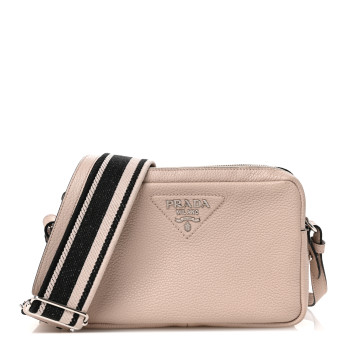 PRADA Vitello Daino Soft Medium Double Zip Shoulder Bag Ninfea