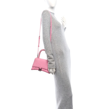 BALENCIAGA Washed Denim Small Hourglass Top Handle Bag Denim Pink