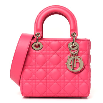 CHRISTIAN DIOR Lambskin Cannage Small My ABCDior Lady Dior Fraise