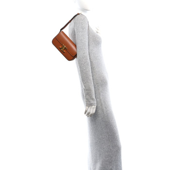 CELINE Natural Calfskin Triomphe Shoulder Bag Tan