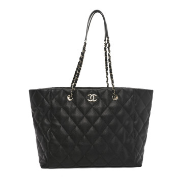 CHANEL Caviar Quilted Large Shopping Tote Black