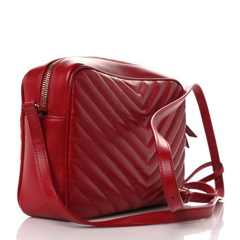 SAINT LAURENT Calfskin Matelasse Monogram Lou Camera Bag Rouge Eros