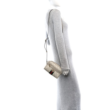GUCCI GG Supreme Monogram Textured Dollar Calfskin Mini Ophidia Shoulder Bag Beige Mystic White Oatmeal