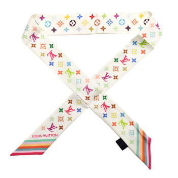 LOUIS VUITTON LV X TM Silk Monogram Multicolor BB Bandeau White