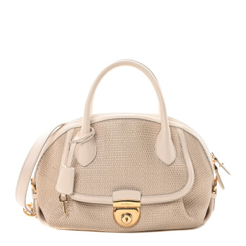 SALVATORE FERRAGAMO Lambskin Calfskin Woven Fiamma Bag Seta Oro