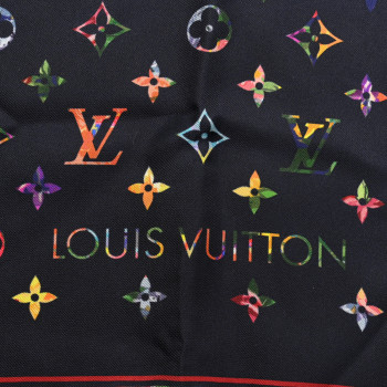 LOUIS VUITTON Silk Monogram Printed LV Garden Square Scarf Bleu Marine