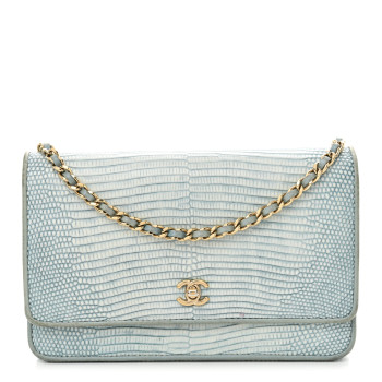 CHANEL Lizard Wallet on Chain WOC Light Grey CHANEL Lizard Wallet on Chain WOC Light Grey