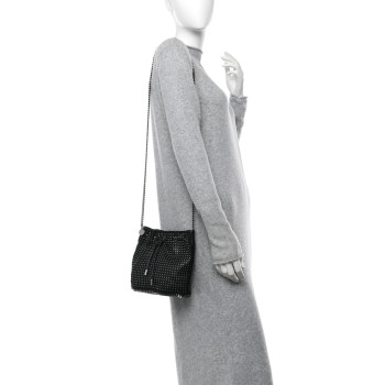 STELLA MCCARTNEY Shaggy Deer Small Falabella Studded Bucket Bag Black